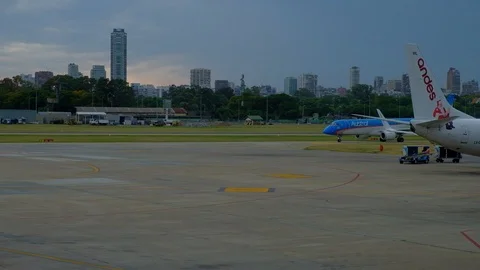 BUENOS AIRES - JAN 5, 2018: Jorge Newbery Airport, known as Aeroparque (AEP) Stock-Footage 105144533