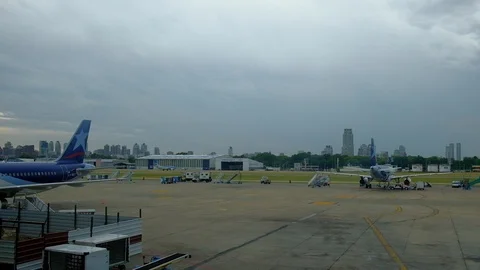 BUENOS AIRES - JAN 5, 2018: Jorge Newbery Airport, known as Aeroparque (AEP) Stock-Footage 105144535