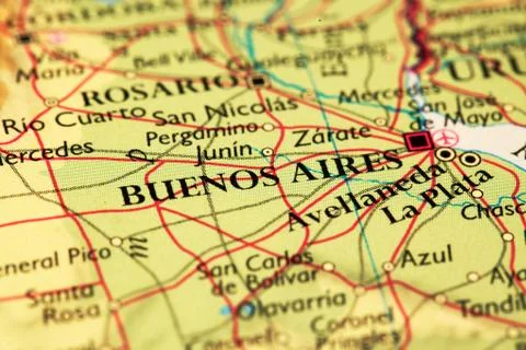 Buenos aires on map Stock Photos