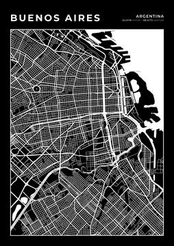 Buenos Aires Map Wall Art Frame, Cartography Map Print, City Layout Map Stock Illustration