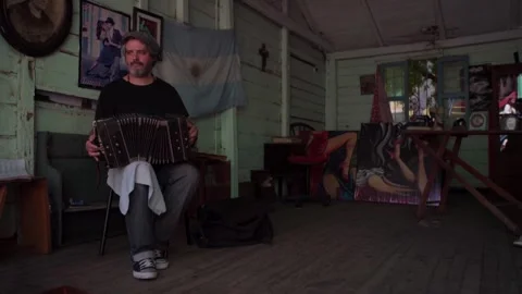 BUENOS AIRES - mar 2th 2024 musician in the street la boca Stock Footage 270326889