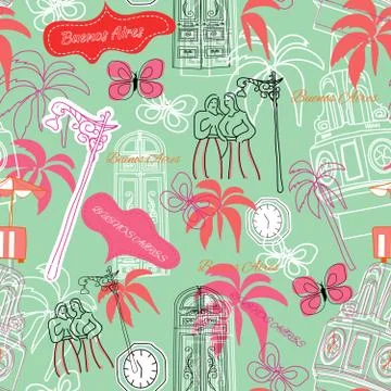 Buenos Aires pattern seamless design graphic Stock Illustration