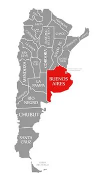 Buenos Aires red highlighted in map of Argentina Stock-Illustration