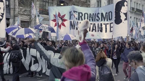 Buenos Aires September 2 2022-demonstration in favour of Kirchner-peronistas 2 Stock Footage 207849093