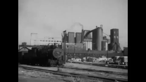 BUFFALO - 1949 - Operations begin at a flour mill in Buffalo. Stock Footage 340647675