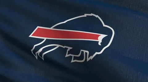 Buffalo Bill flag blowing in the wind. 3D rendering illustration of waving si Stock Illustration