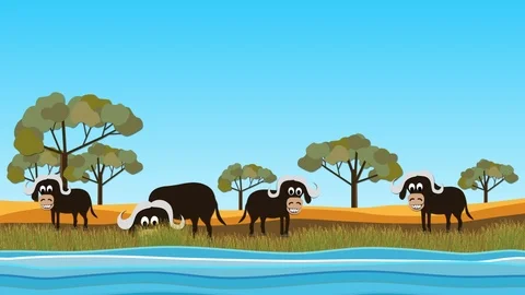 Buffalo Cartoon Background 스톡 동영상 121282786