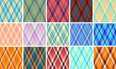 Buffalo check argyle pattern set reflecting American heritage. Seamles vector Stock Illustration
