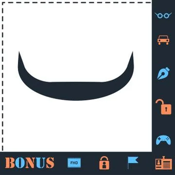 Buffalo horns icon flat Stock Illustration