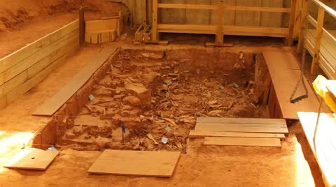 Buffalo jump bones pit MS pull LS Stock-Footage 11840050