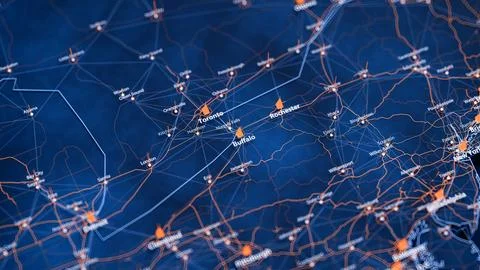 Buffalo map big data visualization. Futuristic map infographic of city in USA Stock Illustration