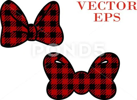 Buffalo plaid Bows. Vector Stock Illustration