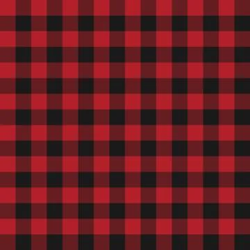 Buffalo plaid seamless pattern in red and black checkered squares, lumberjack Stock Illustration
