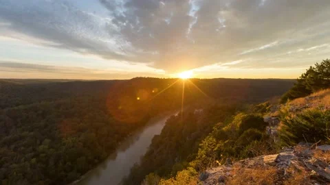 Buffalo River Sunset - Ludlow Bluff Vídeo Stock 221787962