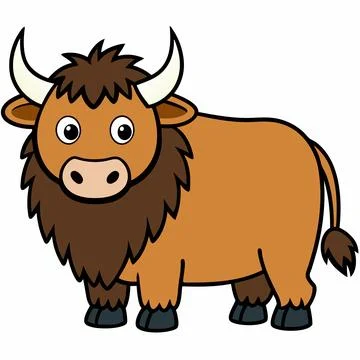 Buffalo simple vector illustration. buffalo cartoon clipart, animal in flat.. Stock Illustration