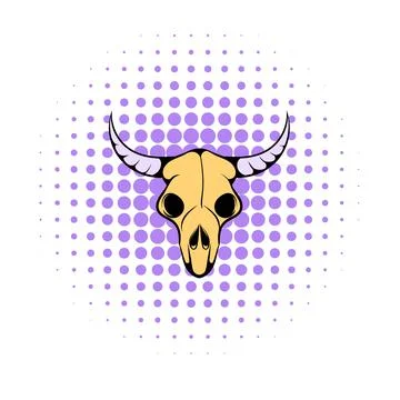 Buffalo skull icon, comics style Illustrazione stock