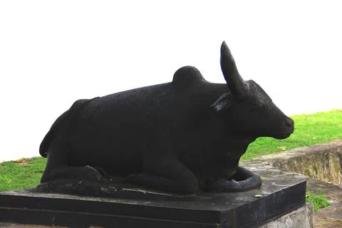 Buffalo statue at the gate of the former dutch fort Stock Photos
