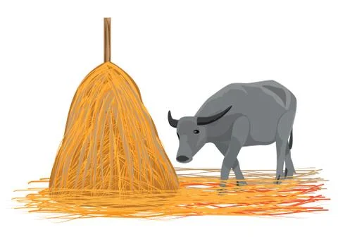 Buffalo with straw vector design Stock Illustration