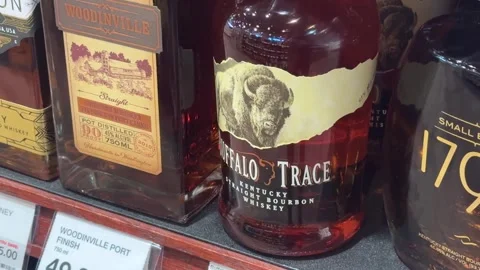 Buffalo Trace - Bottle on Store Shelf - May 15, 2024 - Bettendorf, IA Stock Footage 275855444