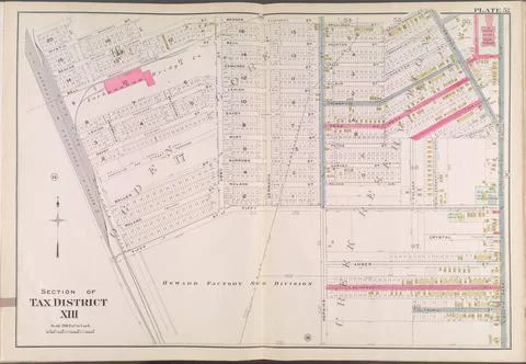Buffalo, V. 2, Double Page Plate No. 52 Map bounded by Beacon St., S. Park... Stock Photos