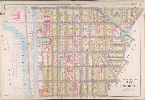 Buffalo, V. 2, Double Page Plate No. 29 Map bounded by Porter Ave., York S... Stock Photos