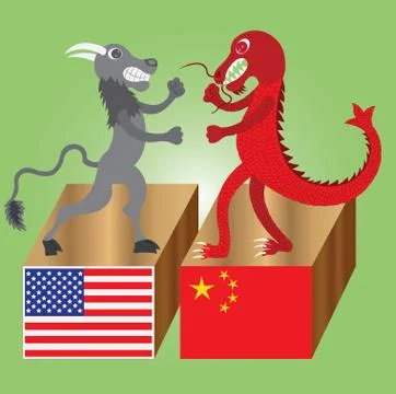 The buffalo versus the dragon Stock Illustration