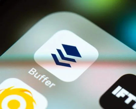 Buffer app icon on Apple iPhone screen Stock Photos