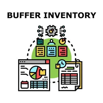 Buffer inventory management process optimization concept Stock Illustration