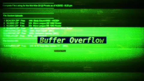 Buffer Overflow on digital screen message on computer screens Stock Footage 317056576
