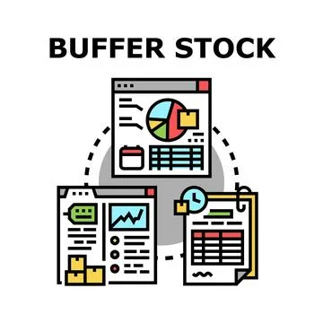 Buffer stock management concept with inventory data planning Stock Illustration