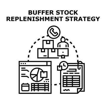 Buffer stock replenishment strategy and inventory management Stock Illustration
