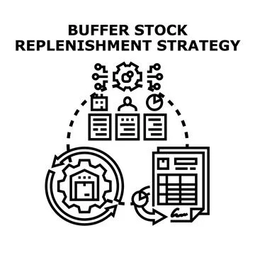 Buffer stock replenishment strategy optimizing inventory management Stock Illustration