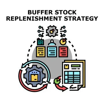Buffer stock replenishment strategy optimizing inventory management 스톡 일러스트