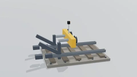 Buffer stop rail transit 3d loop white background 3D animation seamless loop Stock Footage 341851063