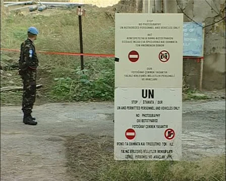 Buffer Zone, green line, Nicosia, Cyprus with UN zoom out-JPEG photo 4:3 Stock-Footage 21363008