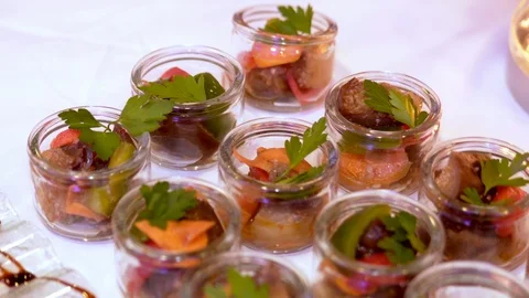 Buffet, appetizers and salads are on the table 스톡 동영상 121894319