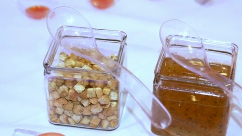 Buffet, appetizers and salads are on the table Stock Footage 121894843