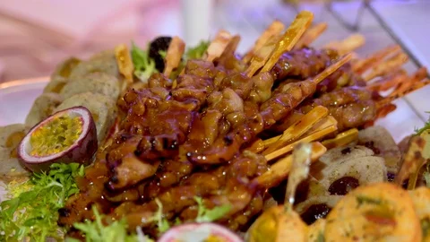 Buffet, appetizers and salads are on the table 스톡 동영상 121895205