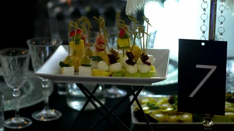 Buffet beautifully the dishes are on the table Stock Footage 167751625