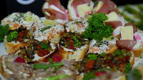 Buffet beautifully the dishes are on the table Vidéo 167758542