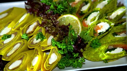 Buffet beautifully the dishes are on the table Vídeos de archivo 167758707