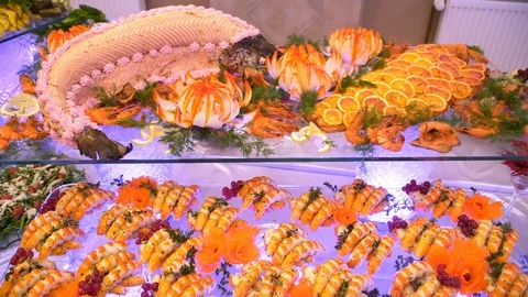Buffet Breakfast: fish and seafood 動画素材 87703361