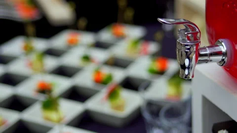 Buffet canapes are on the table 스톡 동영상 160673648