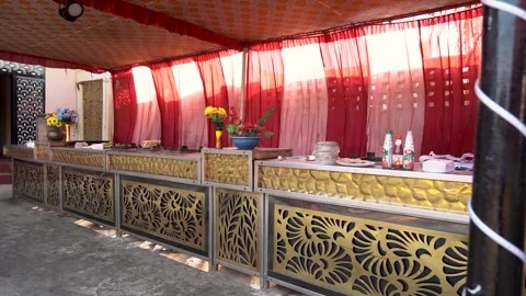 Buffet Catering Setup for Indian Wedding Stock Footage 341656032