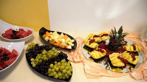 Buffet cold appetizers are on the plates Stock Footage 118823506