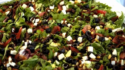 Buffet cold appetizers are on the plates Video stock 118824980