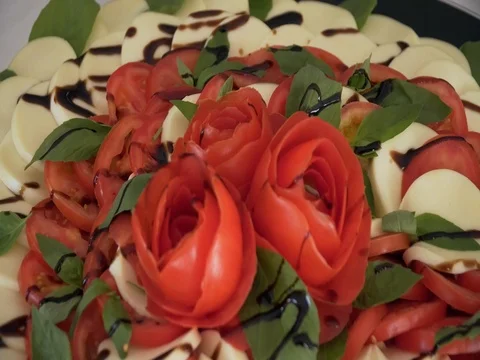 Buffet cold starters and salads are on the plates Stock Footage 78519707