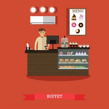 Buffet concept vector illustration in flat style Stock Illustration
