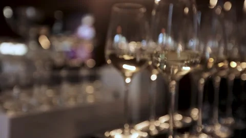 Buffet decorations wine glasses  Stock Footage 308447487