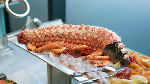 Buffet dishes are on the table. Stock Footage 115444306